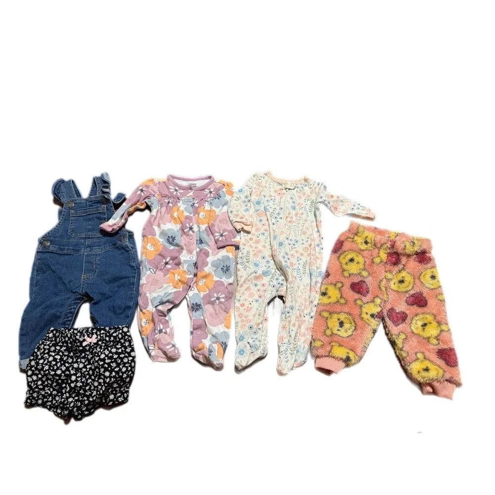 Baby Girl Clothes Mixed Lot 3-9M‎ Multi Excellent Floral Fleece sleepers 12pc